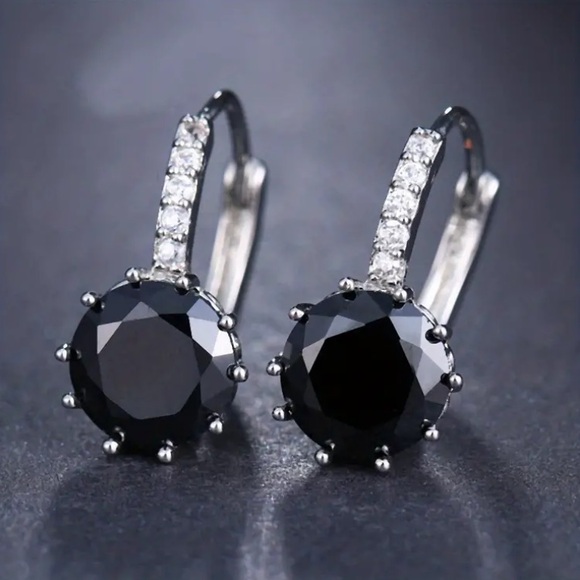 Jewelry - Black Onyx & Diamond Leverback Earrings